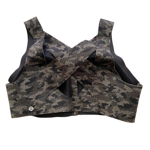 Lululemon Enlite Bra Zip Front High Support Collage Camo Mini Black 38C - Picture 3 of 8